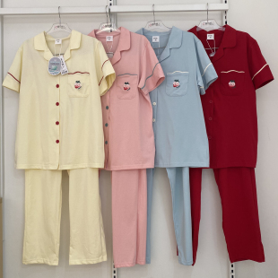 家居服套裝 長褲 LH40A2春夏睡衣純棉吸濕透氣短袖 都市麗人女士新品