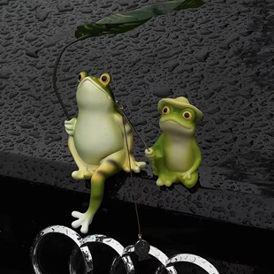 撐傘乘涼青蛙汽車裝 飾公仔 飾擺件樹脂創意動物車載車尾釣魚青蛙裝
