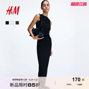 晚禮服圓領(lǐng)修身 褶皺迷笛裙無袖 裙1268130 連衣裙2025夏新款 HM女裝