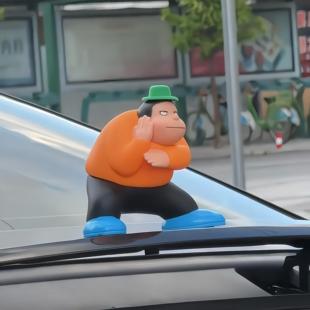 稀奇古怪車載擺件創意激光胖虎汽車后備箱車尾裝 飾手辦車頂擺件