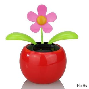 飾品汽車擺件 太陽能自動搖擺太陽花搖頭蘋果花車內裝 送防滑墊