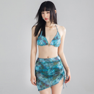 比基尼泳衣女2025新款 性感純欲沙灘海邊度假分體三件套泡溫泉泳裝