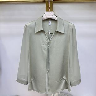 裝 時尚 雪紡衫 2025新款 純色媽媽裝 春季 襯衫 8811專柜正品 翻領長袖