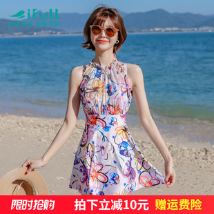 海邊度假游泳裝 微胖遮肚顯瘦連體裙式 韓國時尚 宜膚泳衣女2025新款