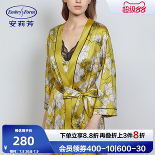 晨袍家居服EL00546 雪紡印花睡袍女士春夏季 安莉芳專柜新品 薄款