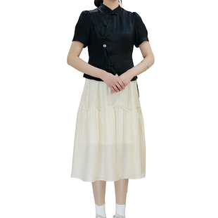復古提花萊賽爾天絲半身裙女百搭A字裙中長款 可路莎 242311夏季
