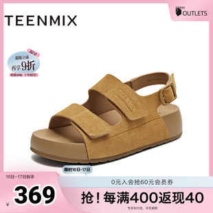 KK019BL5 露趾復古百搭舒適女勃肯鞋 天美意2025夏新款 一字帶涼鞋