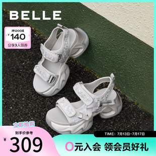 戶外涉水透氣鞋 百麗女鞋 新款 女夏季 子B3V1DBL4 厚底老爹運動涼鞋
