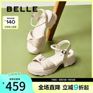 可外穿沙灘涼鞋 百麗女鞋 新款 女夏季 D6M1DBL5 子厚底休閑一字帶涼鞋