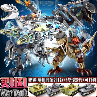 2025裝 玩具禮物變形人仔模型 甲恐龍白迅猛龍重爪龍霸王龍拼裝