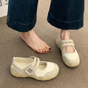 女款 子百搭芭蕾風德訓鞋 2025新款 透氣網面小白鞋 夏季 包頭運動涼鞋