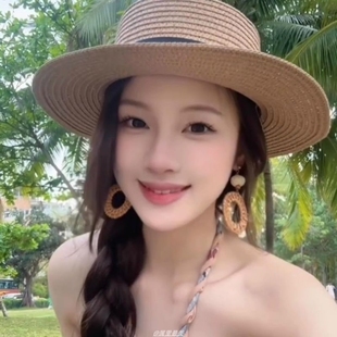 沙灘海邊度假風藤編圓形耳釘高級感夸張氣質耳環波西米亞獨特耳飾
