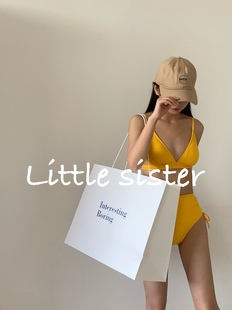 歐美性感小胸高腰吊帶分體比基尼泳衣溫泉潛水 sister little