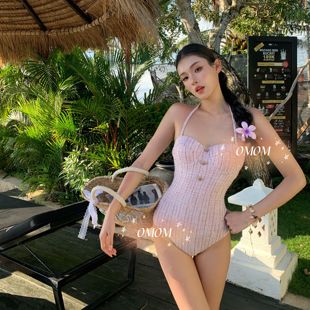 5070 顯瘦連體泳衣純欲辣妹泡溫泉海邊沙灘度假泳裝 時(shí)尚 小香風(fēng)修身
