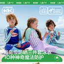 KK樹兒童泳衣男童寶寶分體三件套女孩游泳衣海邊沙灘防曬長袖 長褲