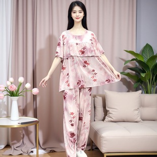 不帶胸墊防凸點莫代爾可外穿家居服 短袖 棉綢睡衣女春夏款 2025新款