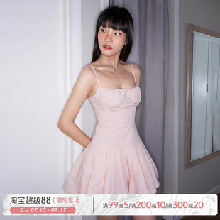 氣質修身 法式 顯瘦吊帶裙甜辣少女A字百褶裙 天鵝舞會 ROCKMORE
