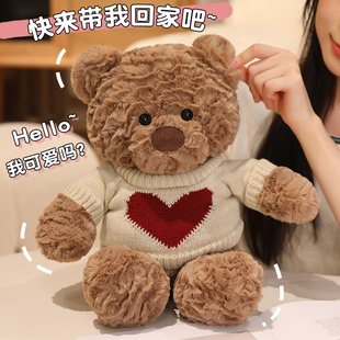 可愛彩色毛衣熊娜娜熊呆萌裝 扮泰迪小熊毛絨玩具抱枕女孩生日禮物