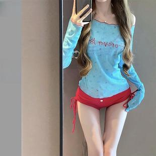 2025分體純欲四件套女高級比基尼海邊度假感泳衣小胸性感溫泉新款