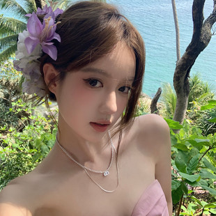 超仙氛圍感紫色百合花抓夾少女海邊拍照發卡度假風配飾 蜜桃茶