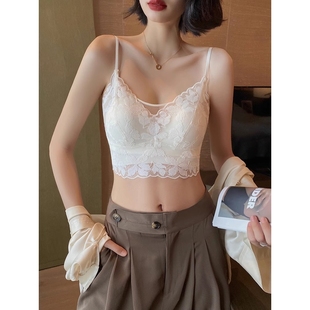 性感內衣 法式 草本初色吊帶背心女內搭帶胸墊美背文胸一體夏季 薄款