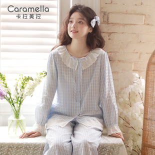 家居服套裝 純棉花邊高級感法式 可外穿 2025新款 caramella睡衣女款