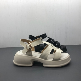 斷碼 輕便露趾舒適漆皮女涼鞋 真皮女鞋 厚底增高時尚 夏季 工廠新款