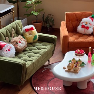 腳凳 單人位 家具6分ob11blythe娃屋微縮模型 拉扣沙發雙人 玩具