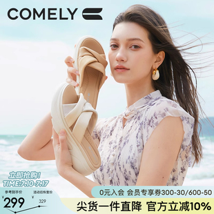 羊皮真皮增高休閑防滑沙灘公主風(fēng)涼拖 新款 康莉一字拖鞋 女2024夏季