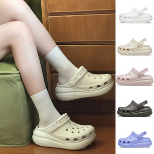 泡芙厚底增高沙灘涼拖鞋 crocs洞洞鞋 女鞋 卡洛馳正品 207521 夏季