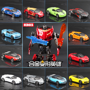 手動(dòng)合金變形小汽車玩具金剛5兒童機(jī)器人汽車大黃蜂模型男孩禮物6