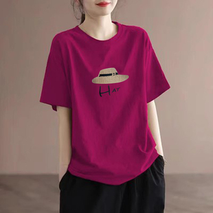 外貿出口清倉100%純棉圓領短袖 遮肚打底上衣夏 休閑t恤女寬松時尚