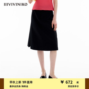 IIIVIVINIKO春季 簡約通勤兩穿A字中長半身裙女M410706104A 新款