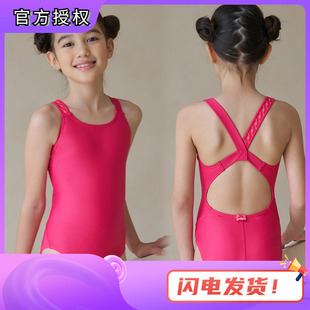 韓國HOOG兒童泳衣女連體競速泳衣三角連體女童女大童小童競技泳衣