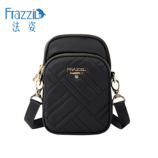休閑單肩尼龍小手提包 手機包斜挎女2024黑色新款 Frazzil 法姿時尚