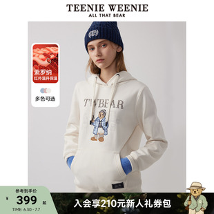 TeenieWeenie小熊秋冬裝 學院風藍色T恤索羅娜加絨連帽衛衣套頭衫