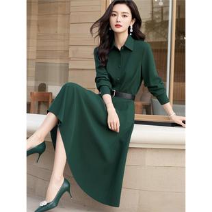 清倉撿漏 今年流行女神范強大氣場綠色收腰連衣裙子 專柜外貿女裝