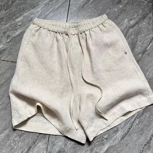子 直筒寬松褲 清倉撿漏 買手店專柜外貿女韓系清爽松弛麻本色短褲