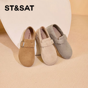 一腳蹬單鞋 牛皮圓頭低跟勃肯鞋 女SSC3112C4Z 星期六春秋季 St&Sat