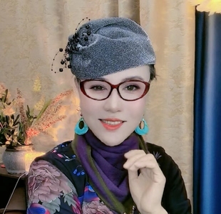 仿珍珠流蘇發箍遮白發小貝雷帽女韓國風發飾歐美復古亮絲禮帽網紅