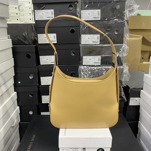 意大利輕奢專柜正品 牛皮文藝復古風腋下包百搭單肩包0034淺杏色