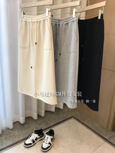 品牌專柜高端女裝 外貿(mào)原單清倉抽繩系帶空氣層時(shí)髦休閑半身衛(wèi)裙女