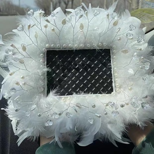 新款 飾儀表臺車內飾品 汽車羽毛擺件防滑墊車內擺件高檔次車載裝