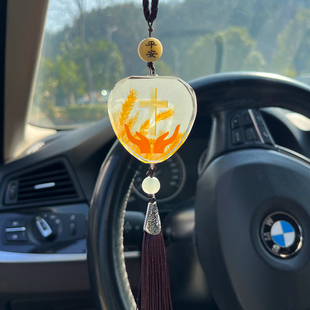 彩印十字架麥穗車掛 飾掛件吊墜車載擺件 創(chuàng)意十字架汽車中控臺(tái)裝
