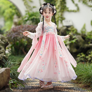 兒童超仙古裝 漢服女童春款 女孩唐裝 古風連衣裙子春裝 春秋 2025新款