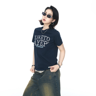 新款 T恤女潮酷甜辣風半袖 修身 正肩發泡印花短袖 上衣 短款 2025夏季