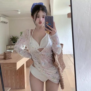 裙式 分體泳衣三件套泳裝 比基尼絕美性感游泳衣女海邊度假 罩衫 長袖