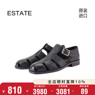 8092 鏤空羅馬涼鞋 647 皮鞋 ESTATE進口牛皮設計感休閑舒適復古男士