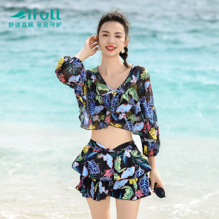 顯瘦遮肉保守泳裝 宜膚分體式 泳衣女小個子海邊度假三件套2025新款