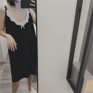 性感蕾絲吊帶睡裙女夏薄款 胖mm200斤睡衣家居服 莫代爾寬松大碼
